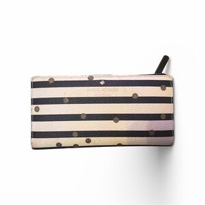 Kate Spade Black and Cream Striped Wallet